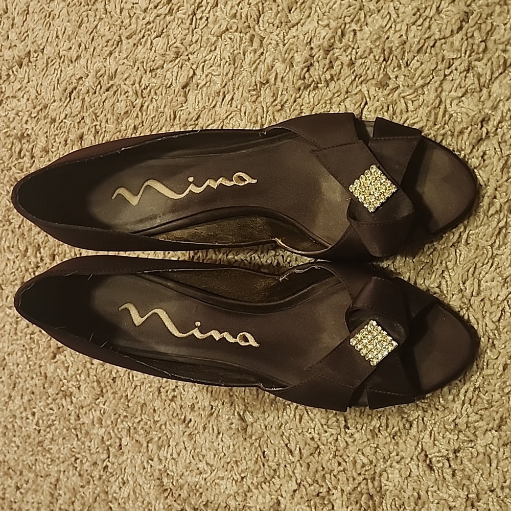 Nima Chocolate Satin Dress Shoe